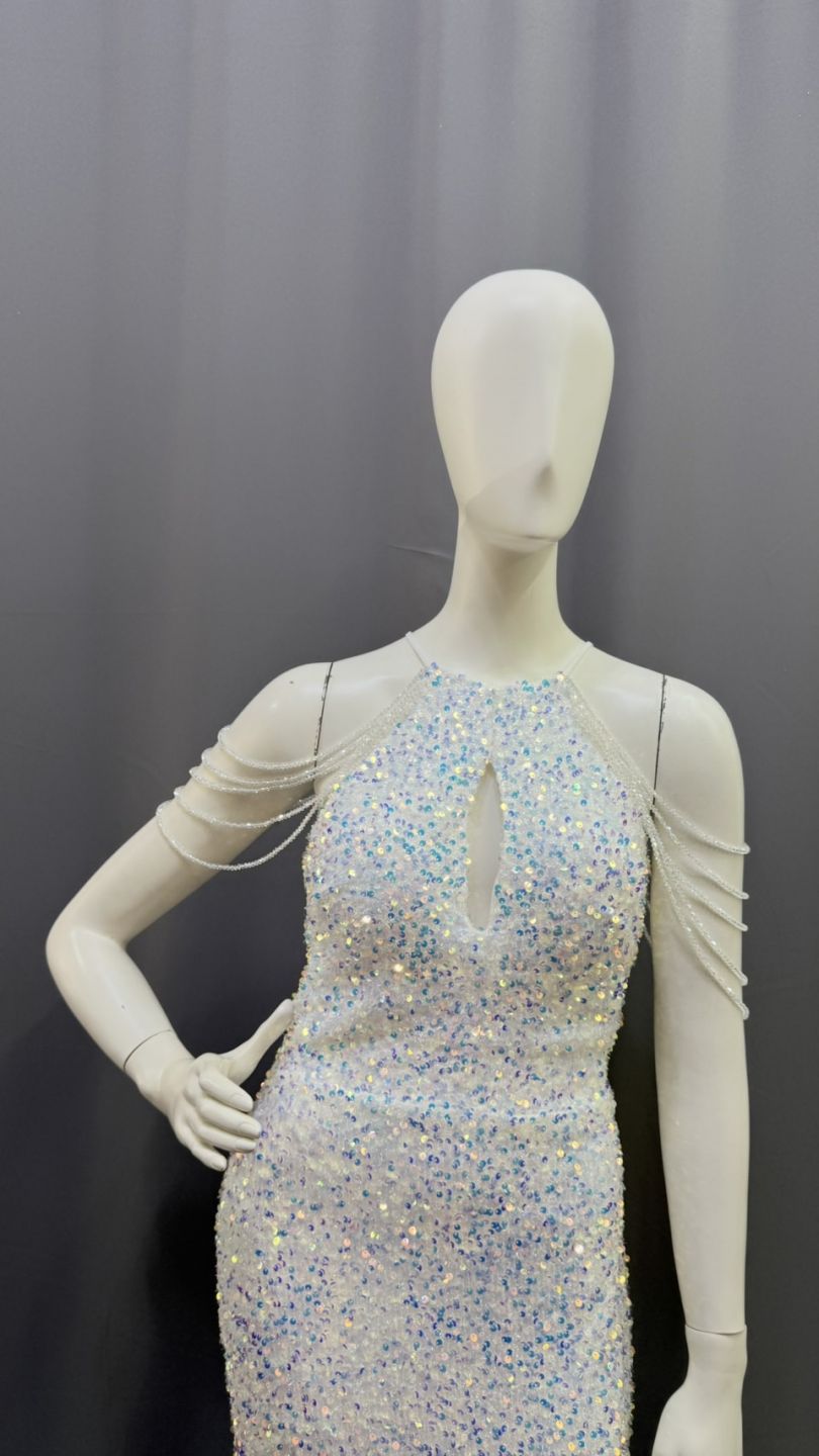 極光白水鑽流光禮服