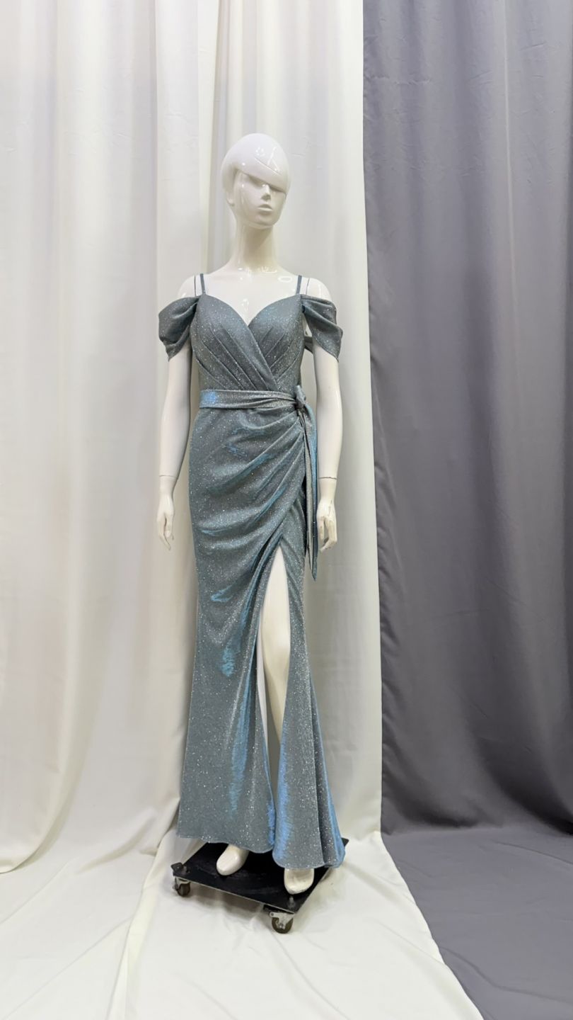 星空藍抓皺開衩款